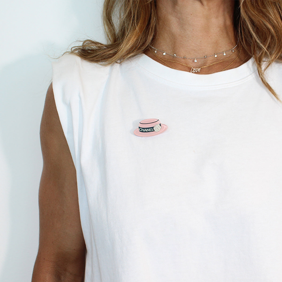 Chanel Pink Hat Brooch
