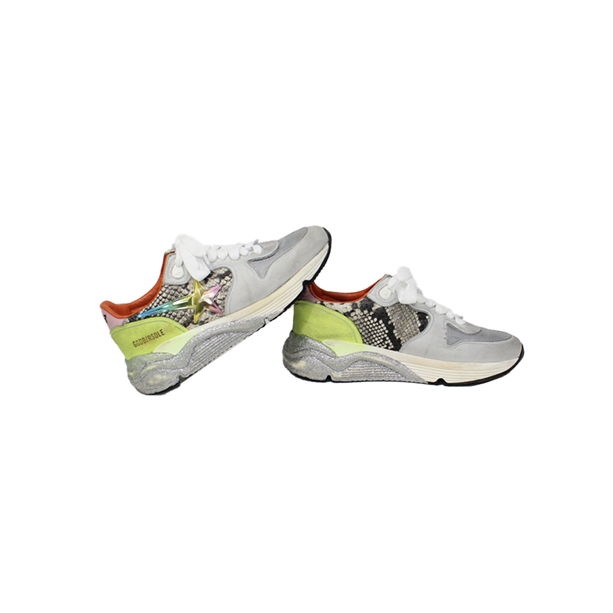 Golden Goose white/yellow, silver sneakers Talla 37.5