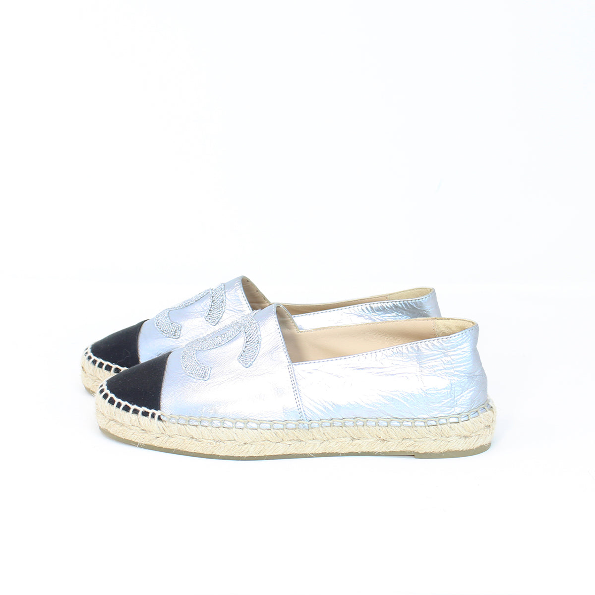 Chanel Silver Espadrilles Talla 37
