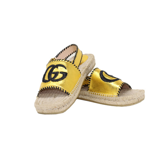 Gucci Golden Lilibeth leather espadrille sandals Talla 40