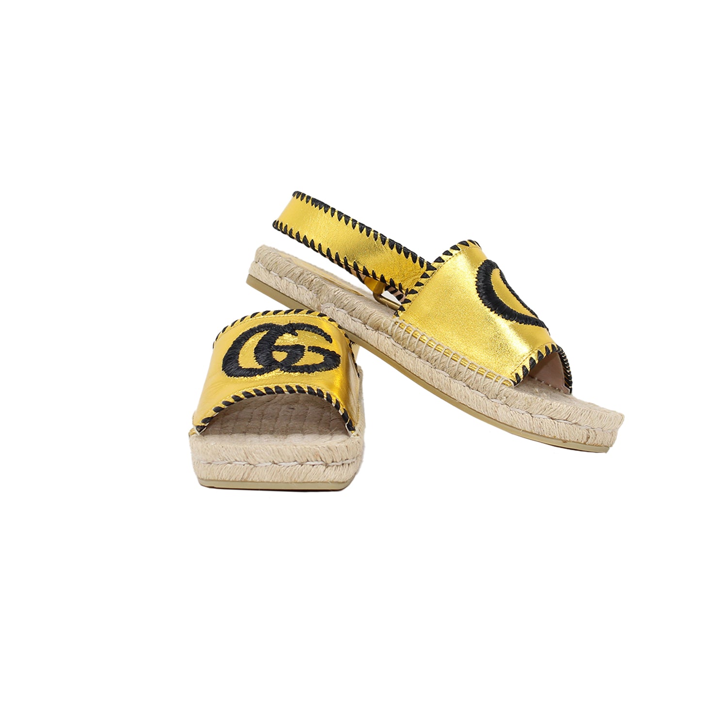 Gucci Golden Lilibeth leather espadrille sandals Talla 40