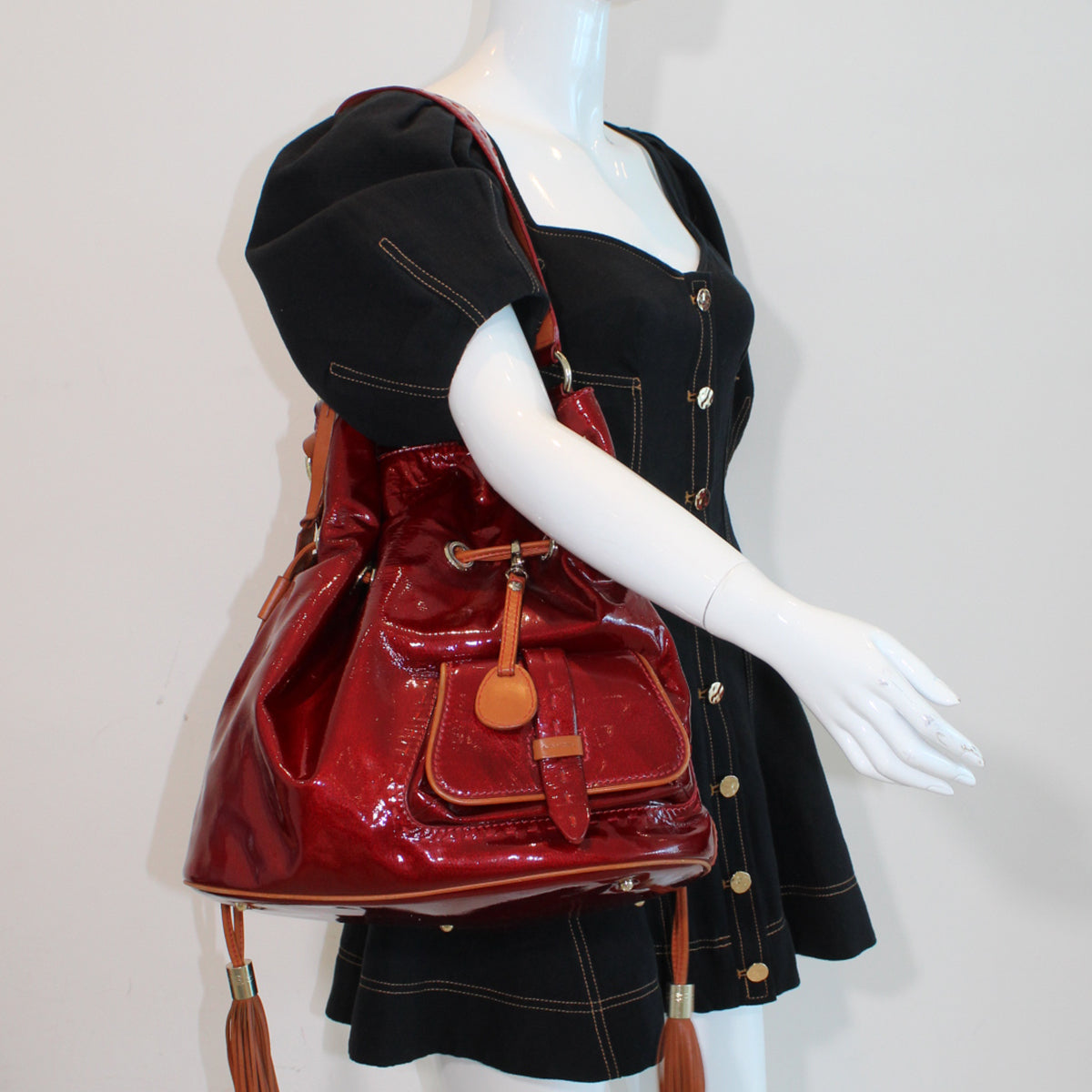 Lancel bucket red bag