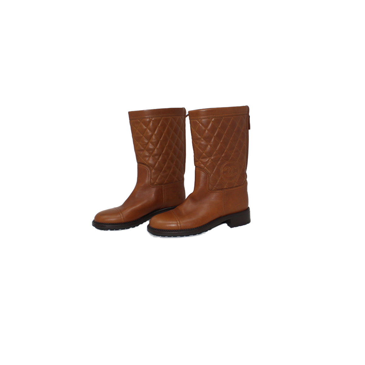 CHANEL tan leather boots Talla 7.5