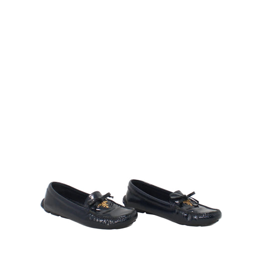 Prada Patent Leather Bow Accents Loafers 36