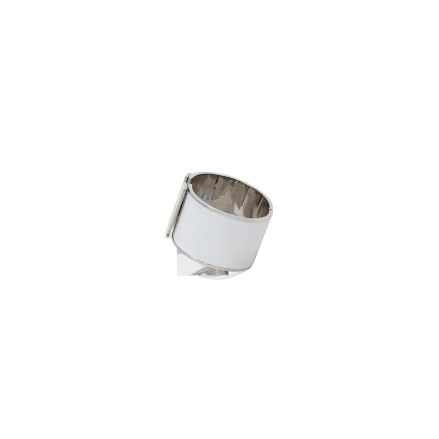 Hermes H click clac white enamel and leather XL Bangle