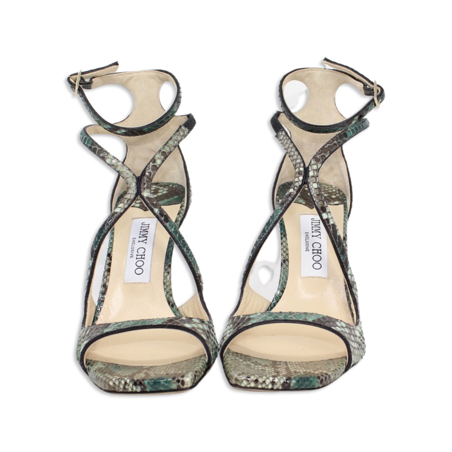 Jimmy Choo Snakeskin Sandals Talla 38.5 With Dustbag