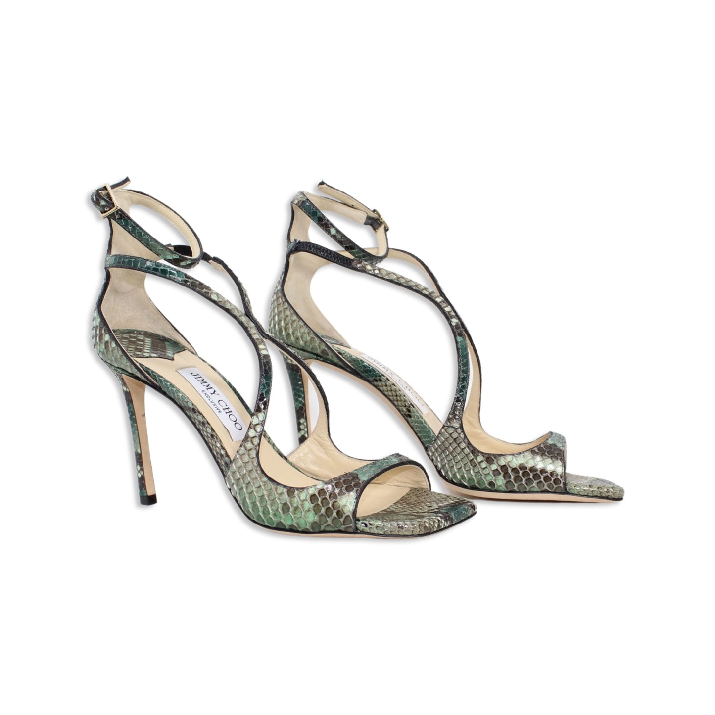 Jimmy Choo Snakeskin Sandals Talla 38.5 With Dustbag