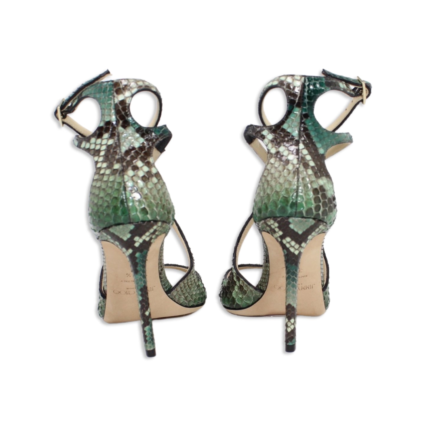 Jimmy Choo Snakeskin Sandals Talla 38.5 With Dustbag