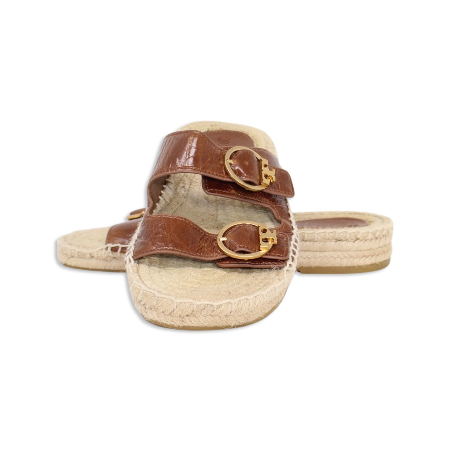 Tory Burch Selby Two Band Espadrille Slide Sandals Talla 5.5 With Dustbag