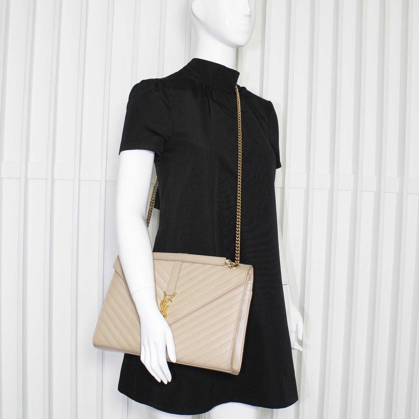 Yves Saint Laurent medium envelope beige bag with dustbag