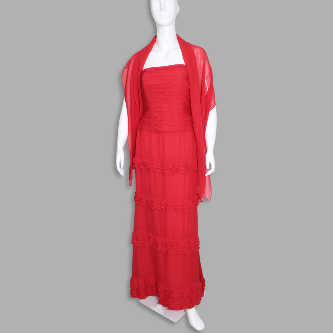 Kay Unger Strapless Long Silk Dress Talla 6