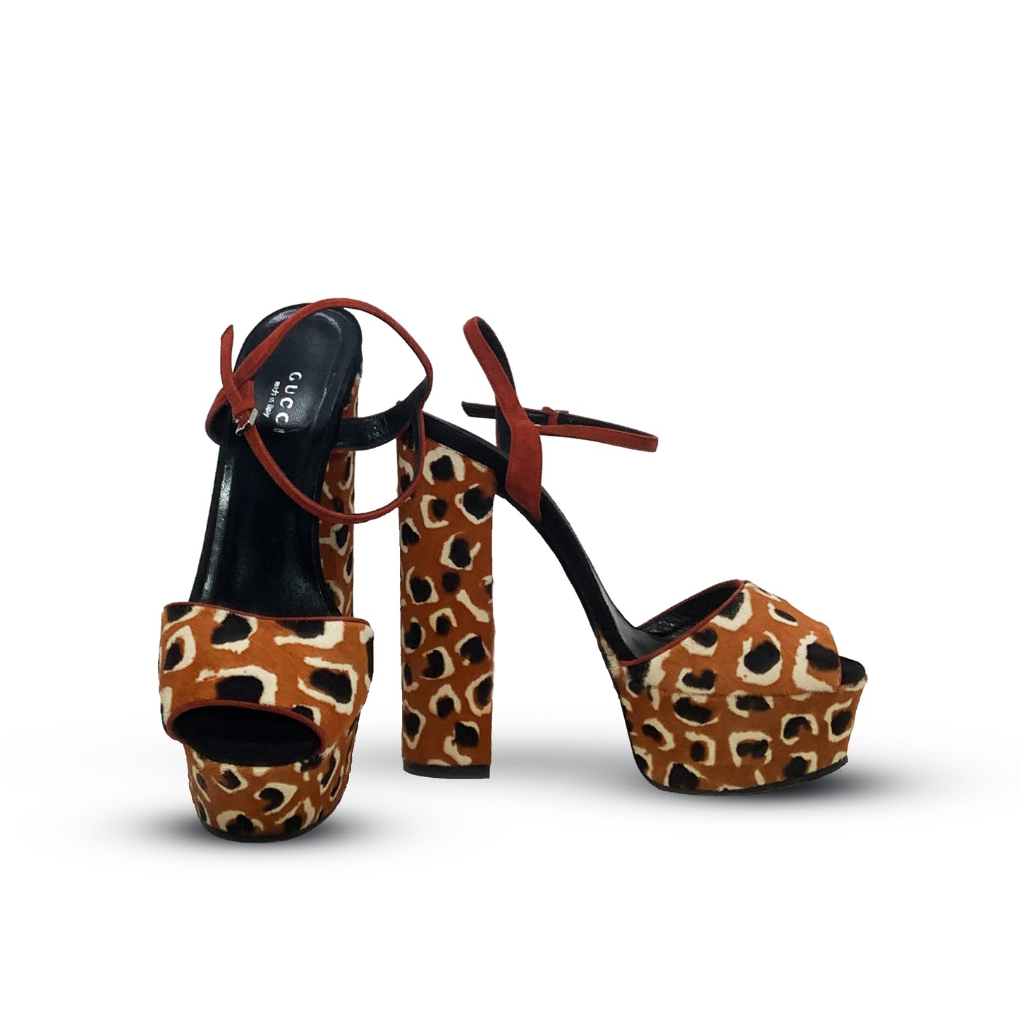 Gucci Ponyhair Animal Print Sandals Talla 37.5