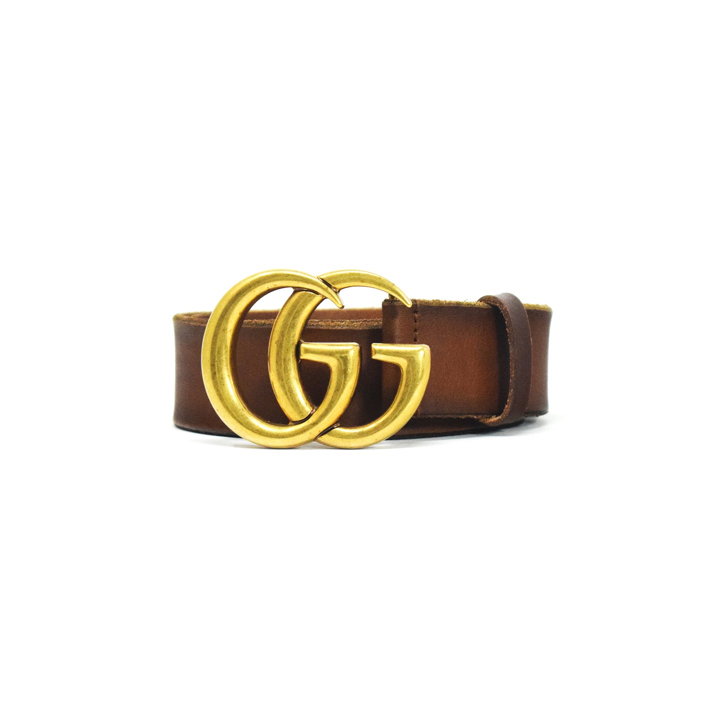 Gucci Black Calf Leather Double G Belt Brown 39"
