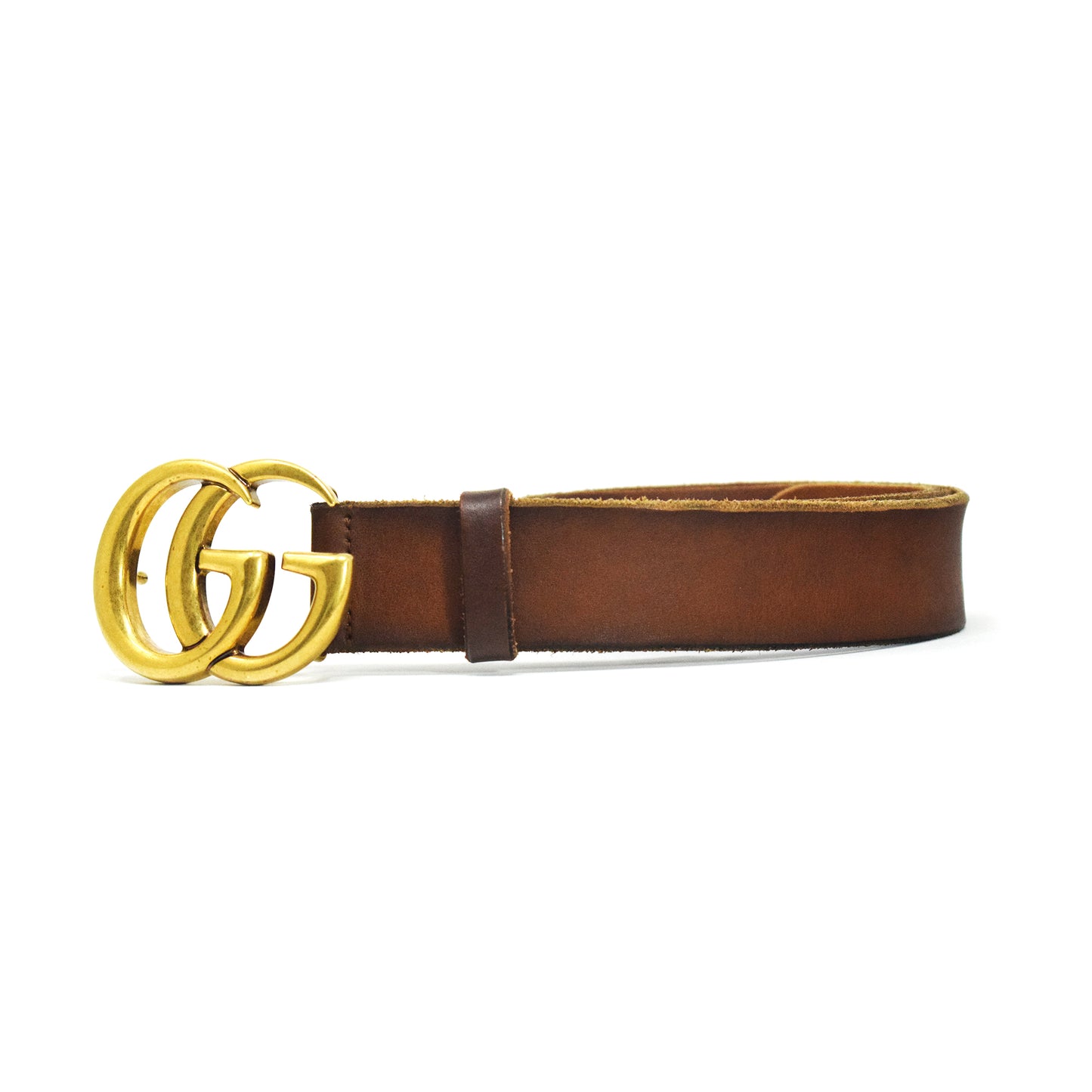 Gucci Black Calf Leather Double G Belt Brown 39"
