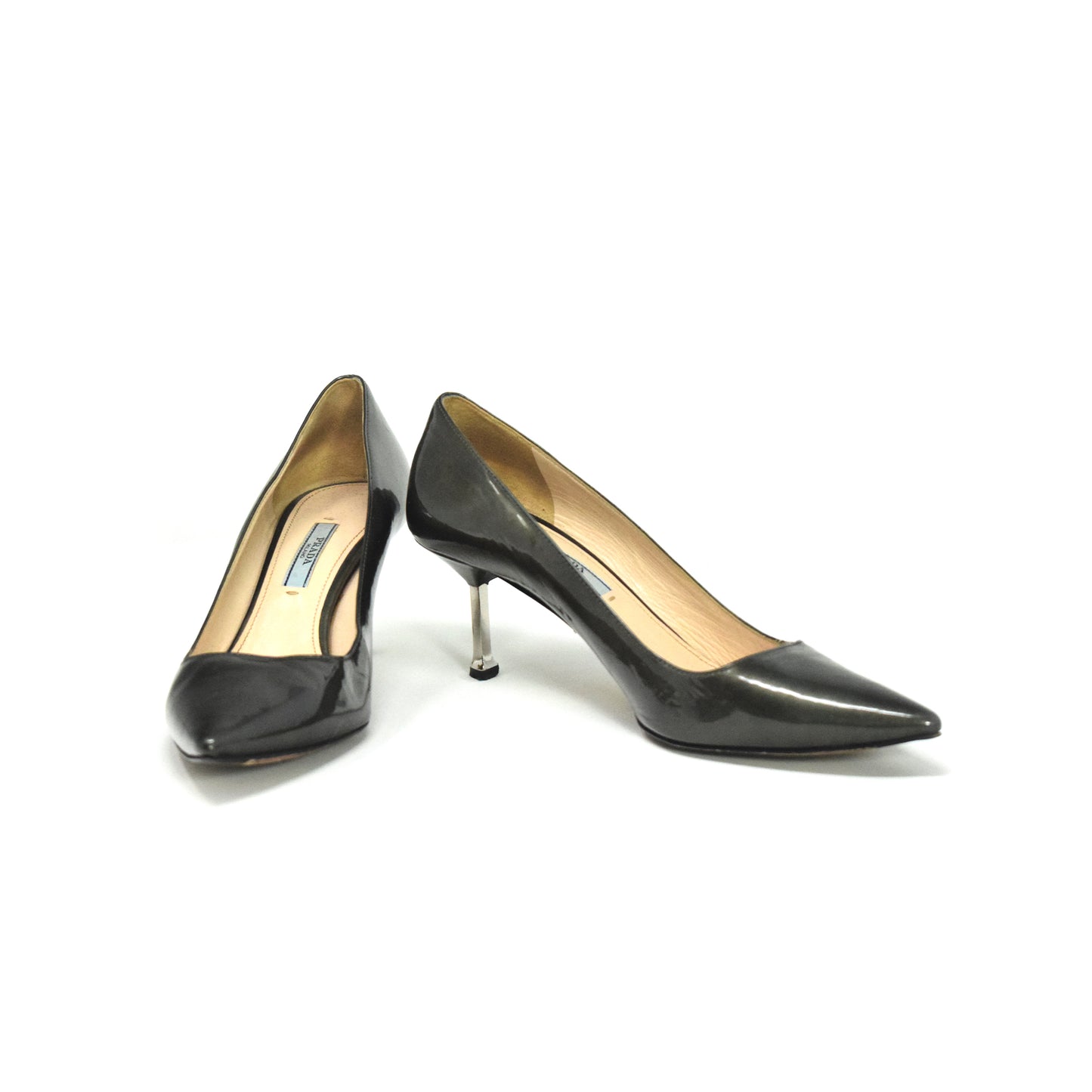 Prada Olive Green Metal Pumps Talla39