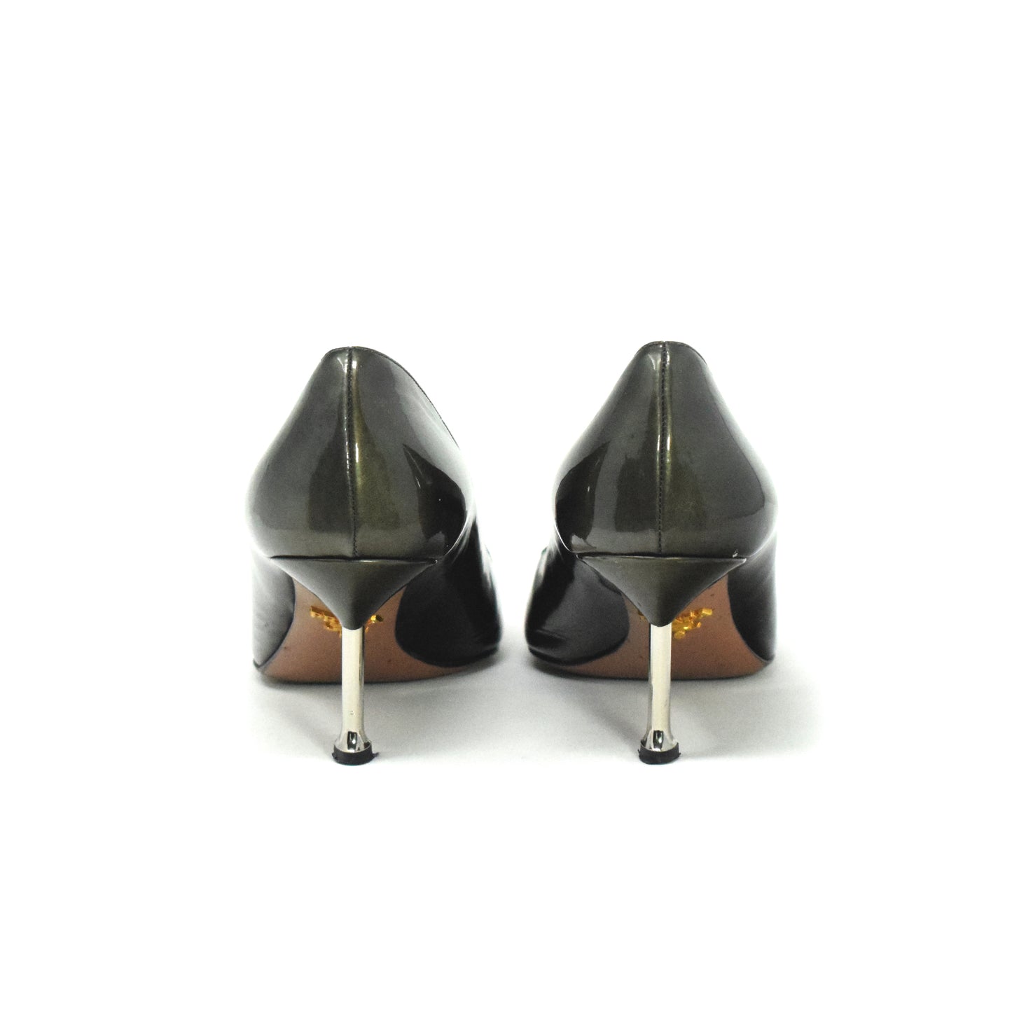 Prada Olive Green Metal Pumps Talla39