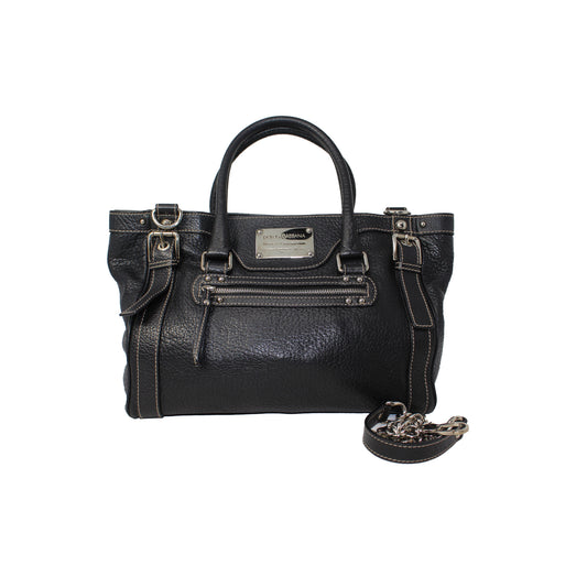 Dolce & Gabbana Metallic Leather Boston Bag With Dustbag