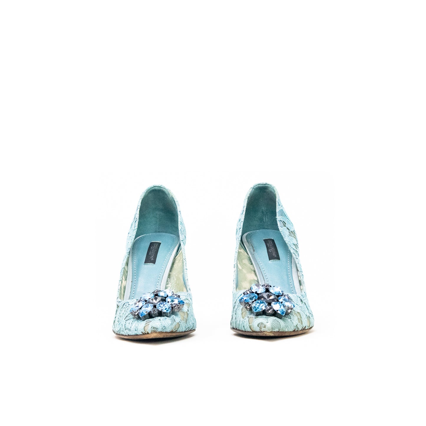 Dolce & Gabbana Blue Lace And Mesh Crystal Taormina Talla 37.5