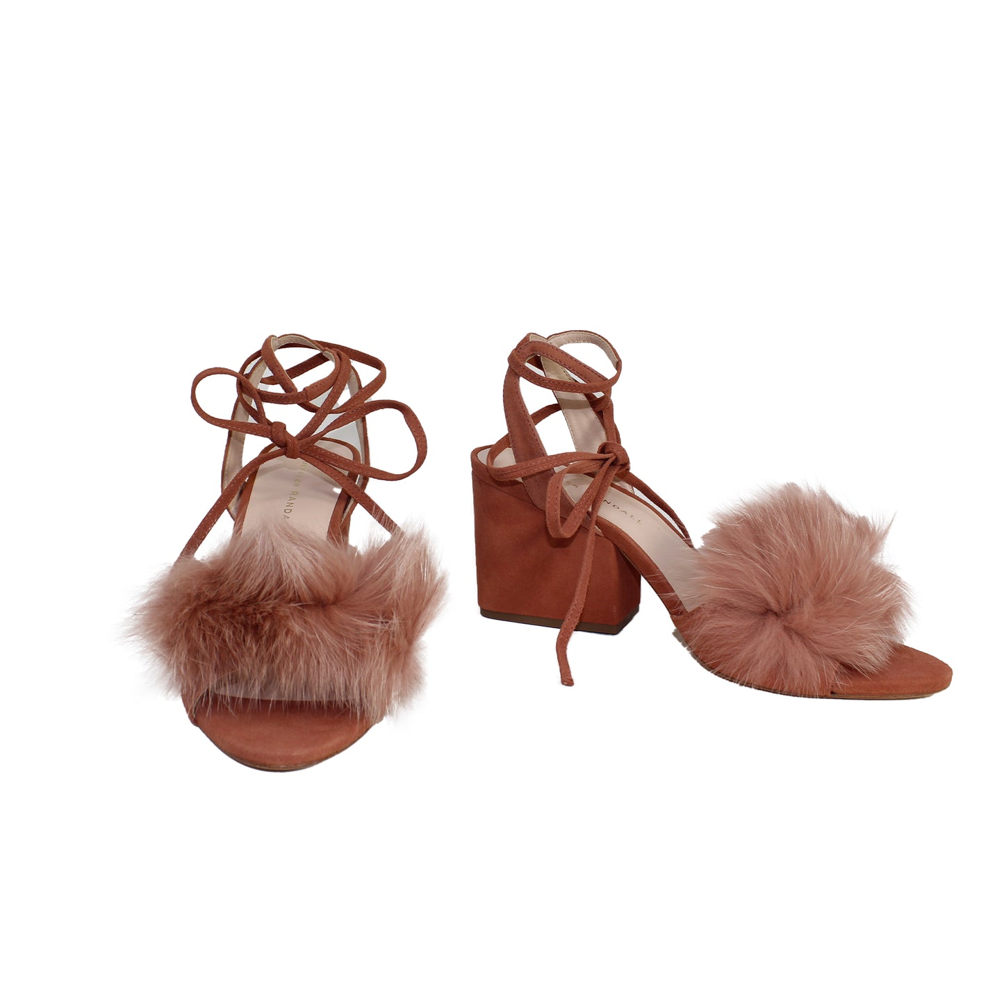 Loeffler Randall Suede Fur Trim Sanadals Talla 8.5 With Dustbag