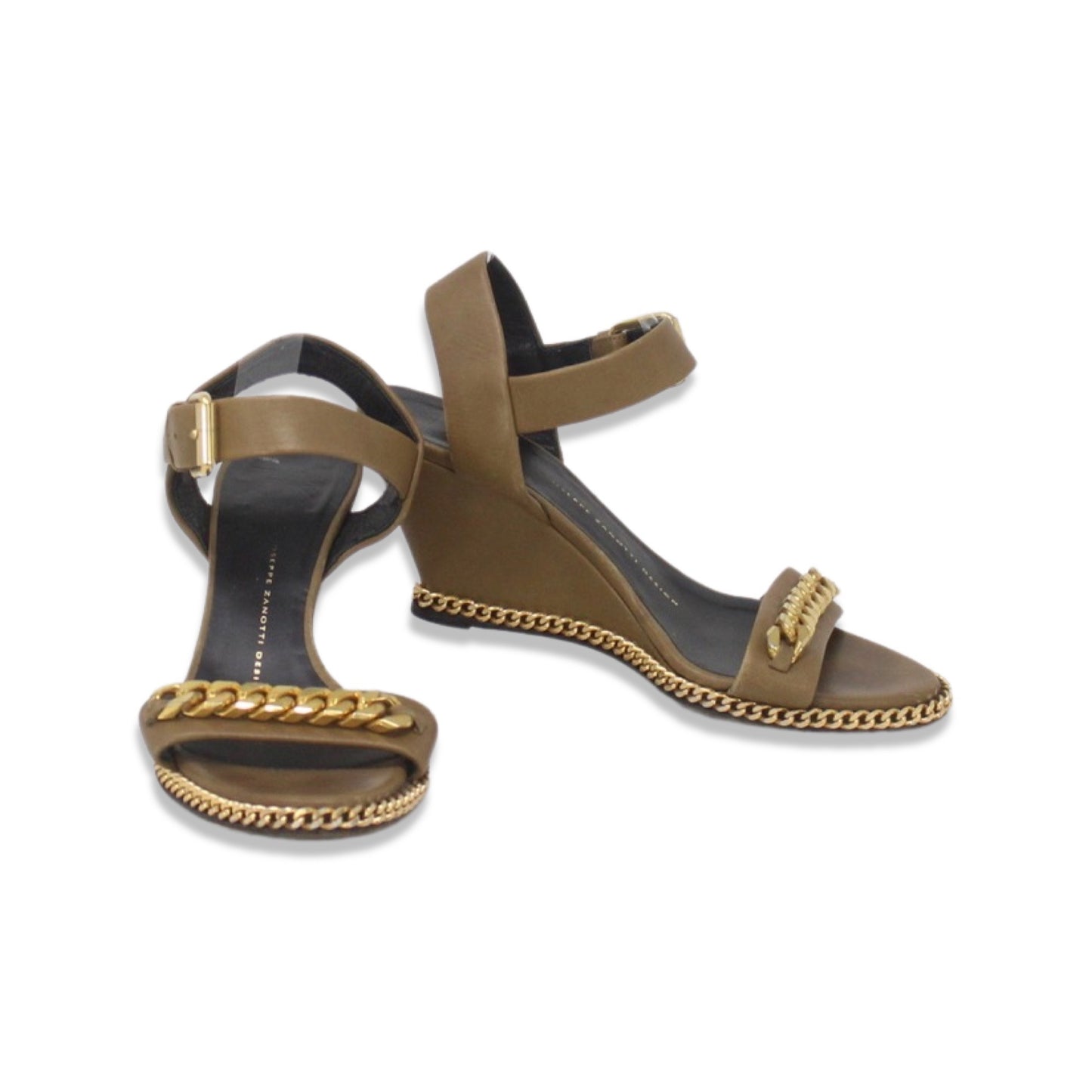 Giuseppe Zanotti Gold Chain Wedges Talla 37.5