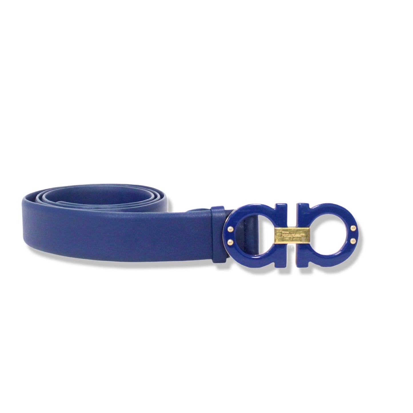 Correa Azul Salvatore Ferragamo Double Gancini --- 98 Cm Ó 38.5"