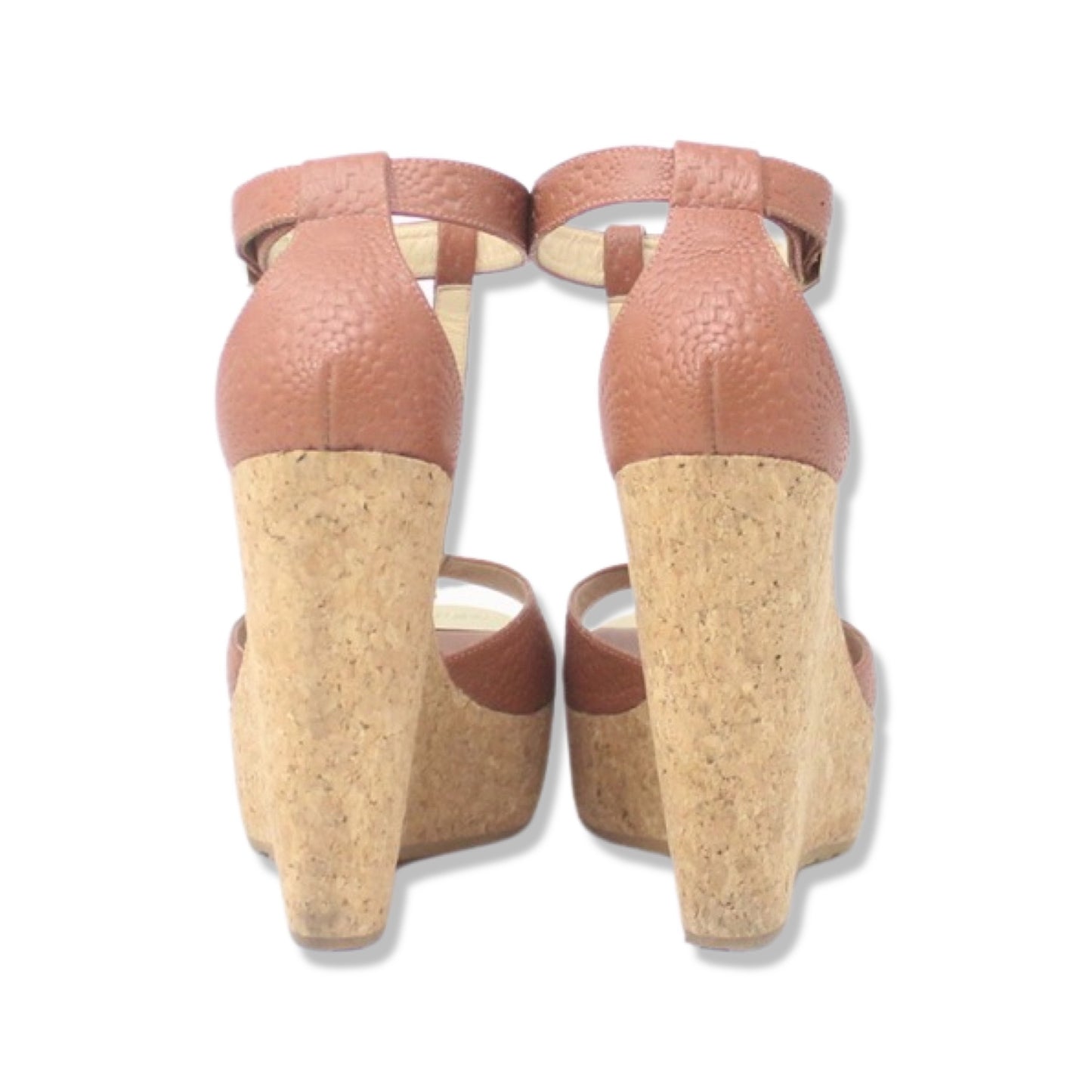 Jimmy Choo Leather T-strap Wedge Sandals - Talla 38.5