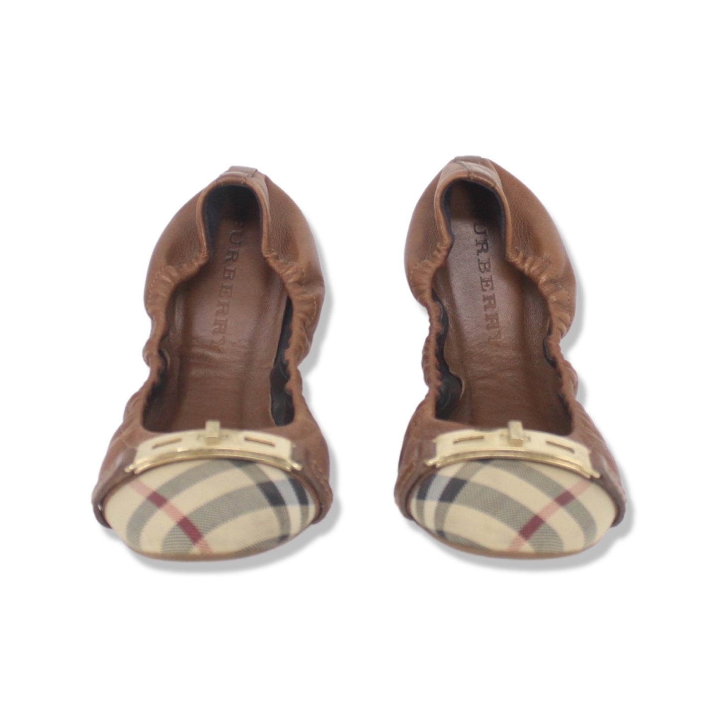 Leather Ballet Flats Burberry Camel Talla 37.5