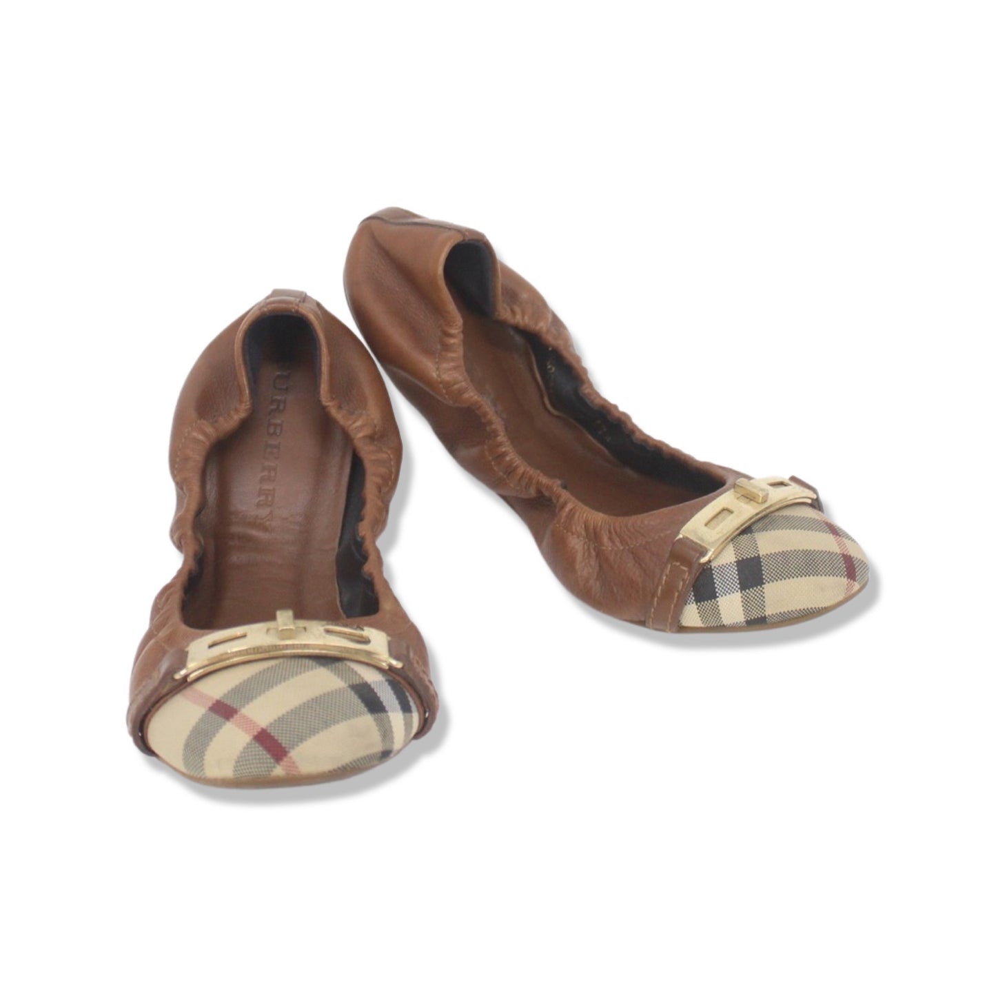 Leather Ballet Flats Burberry Camel Talla 37.5