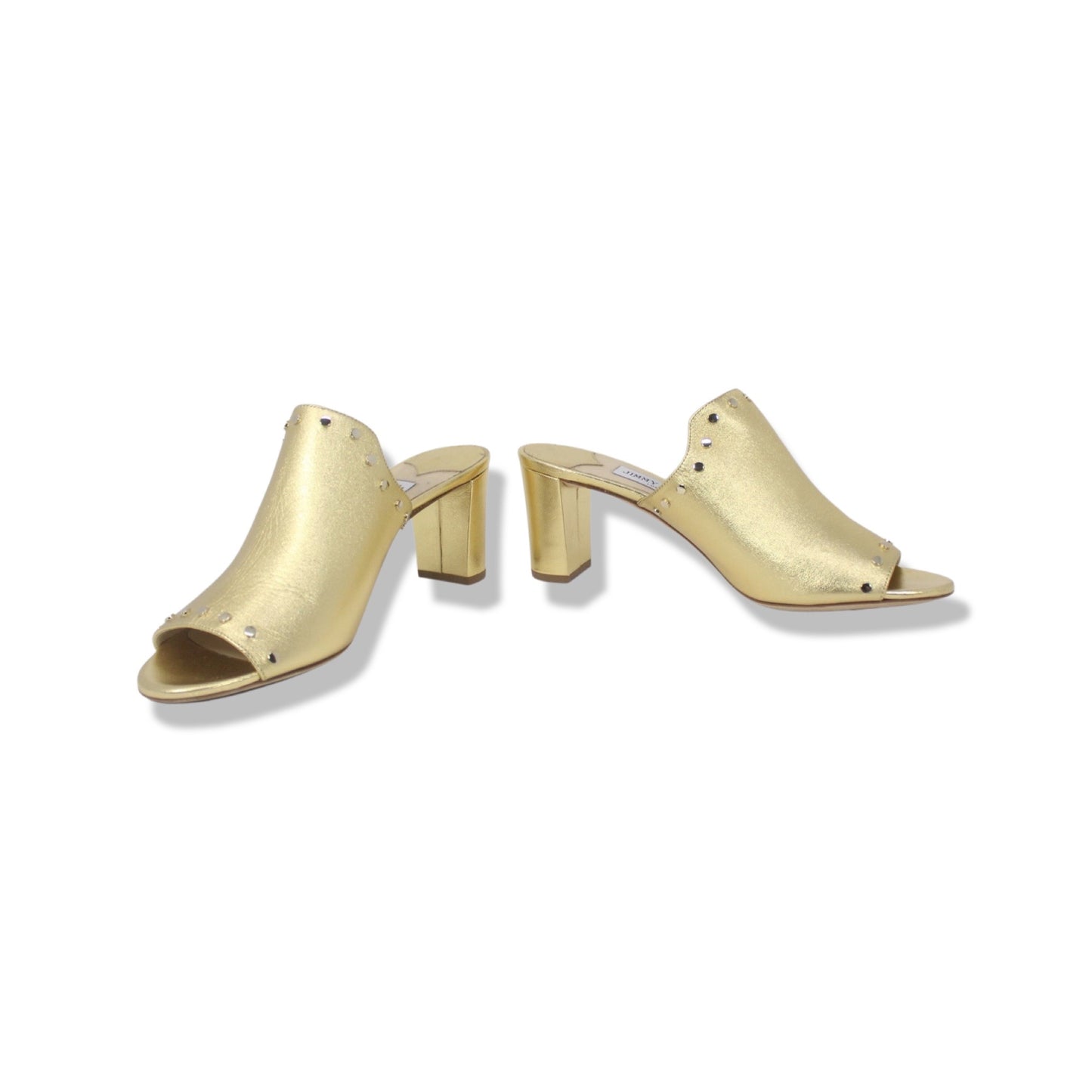 Jimmy Choo Myla 65 Gold Mule Sandals Talla 40 with dustbag