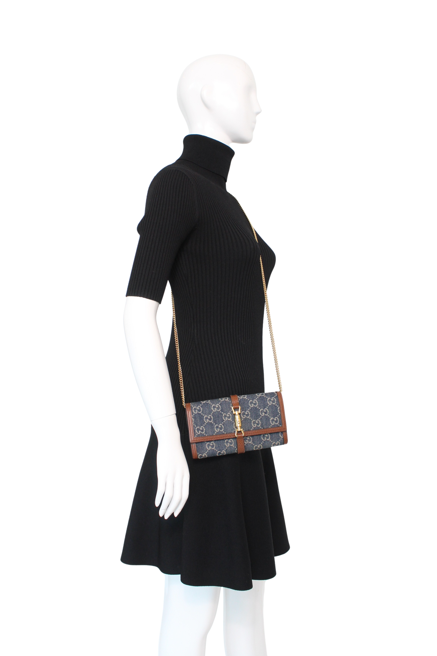 Gucci Jackie Denim wallet on chain