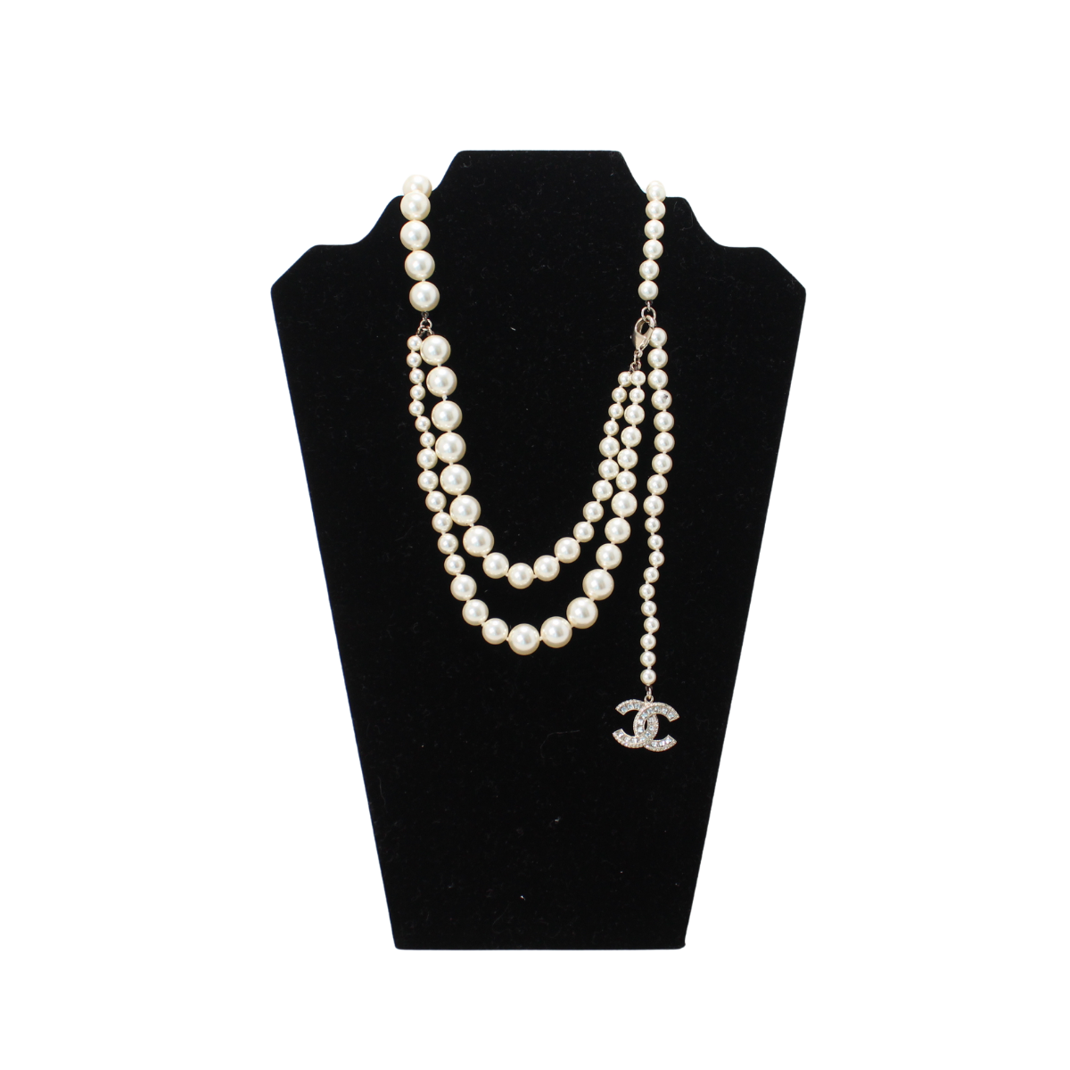 Chanel Faux Pearl CC Logo Necklace