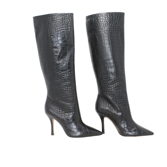 Larroudé Carine Boot en Black Croco Patent 37