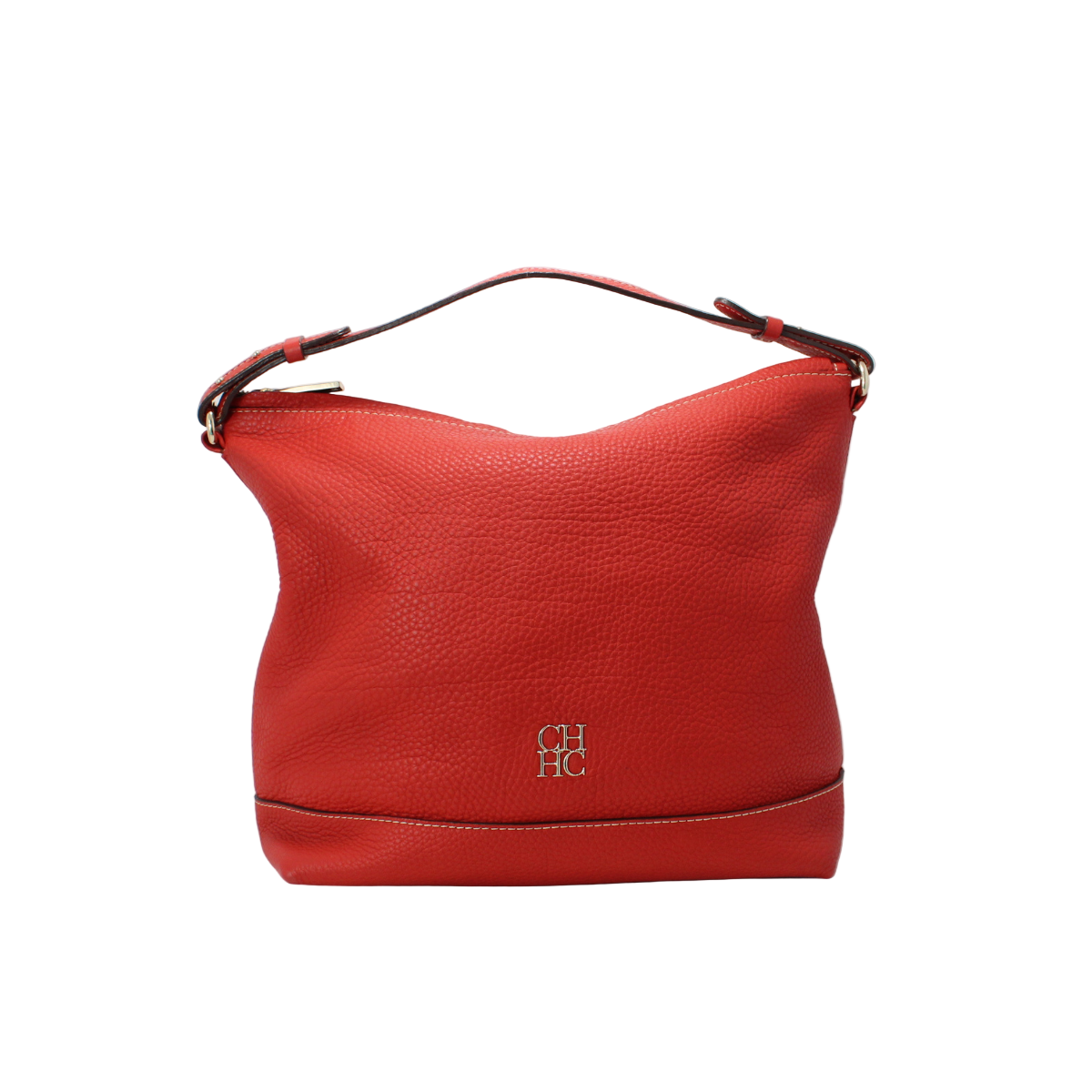Carolina Hererra Red Pebbled Leather Hobo