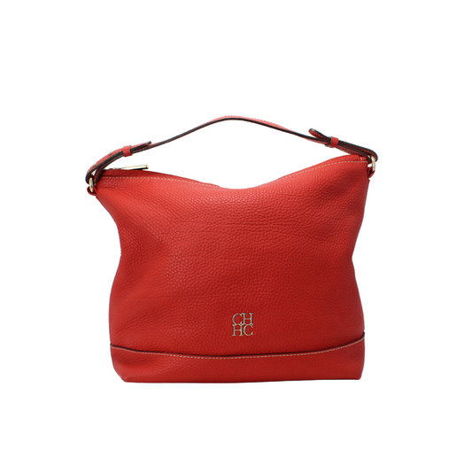 Carolina Hererra Red Pebbled Leather Hobo
