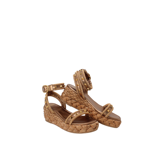 Valentino Garavani Roman Stud Rope Wedge Sandal 38