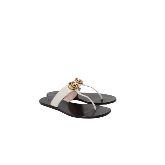 Gucci flat marmont leather thong white