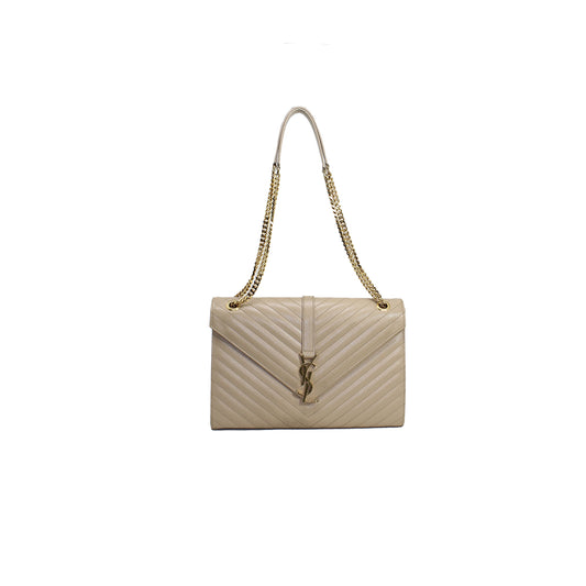 Yves Saint Laurent medium envelope beige bag with dustbag