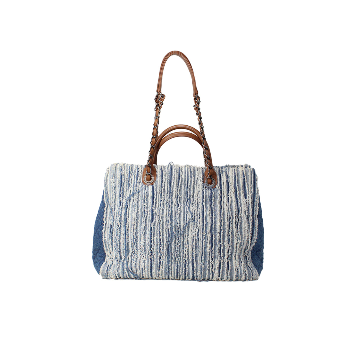 Chanel Frayed Denim Shopping Tote