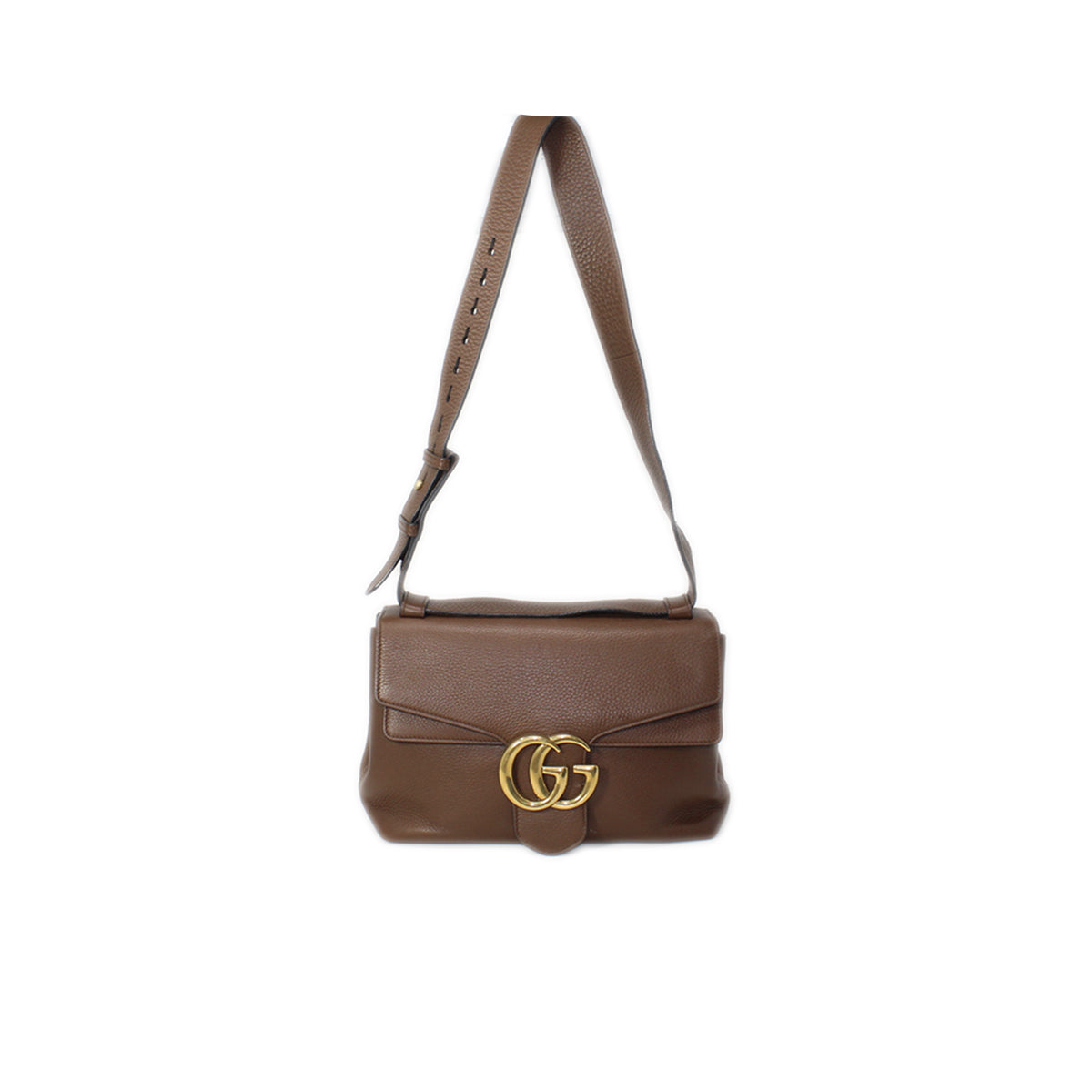 Gucci brown grained leather marmont bag