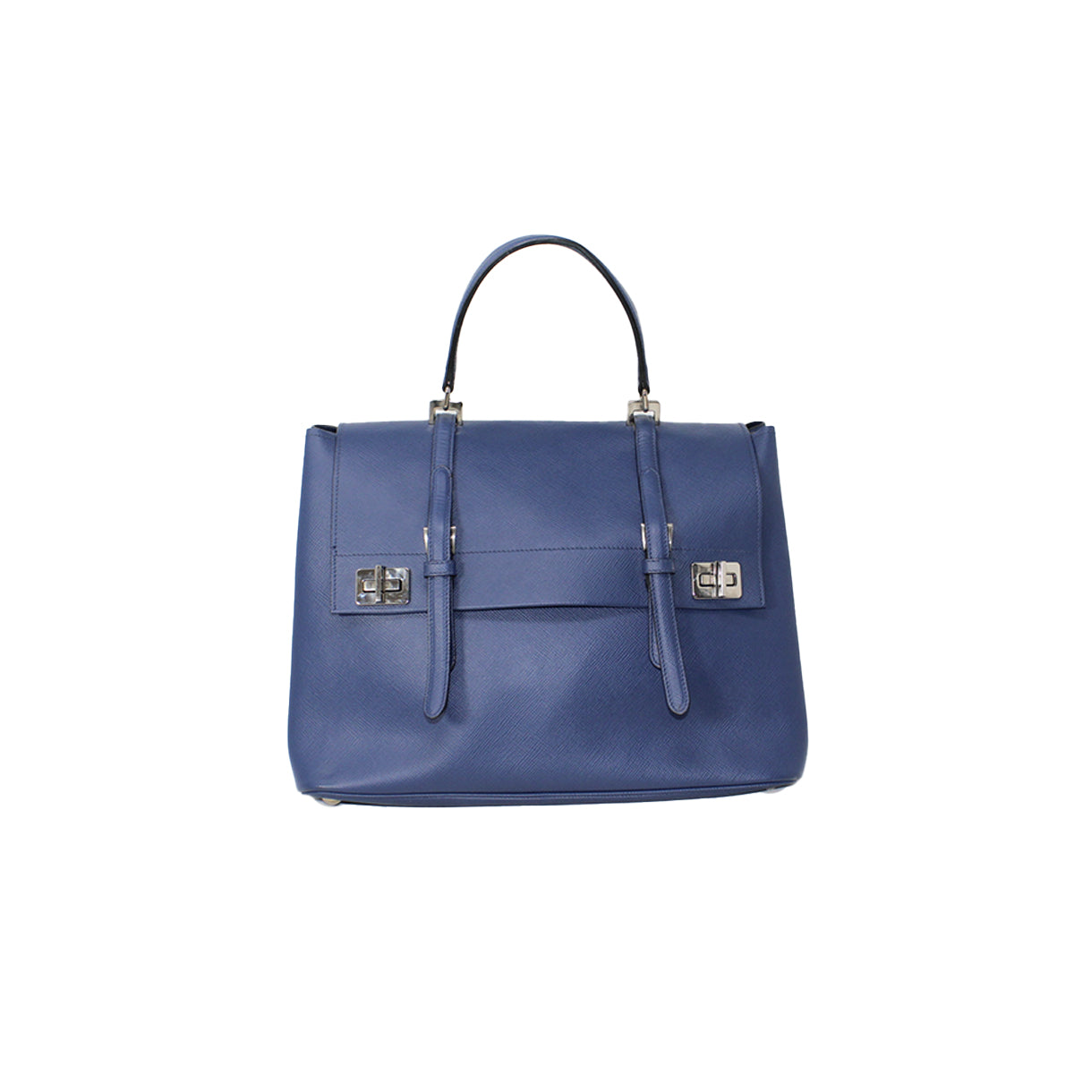 Prada Saffiano Blue Top Handle Bag