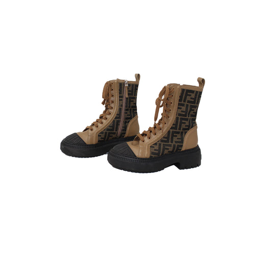 Fendi Domino Lace up Biker Boots 37