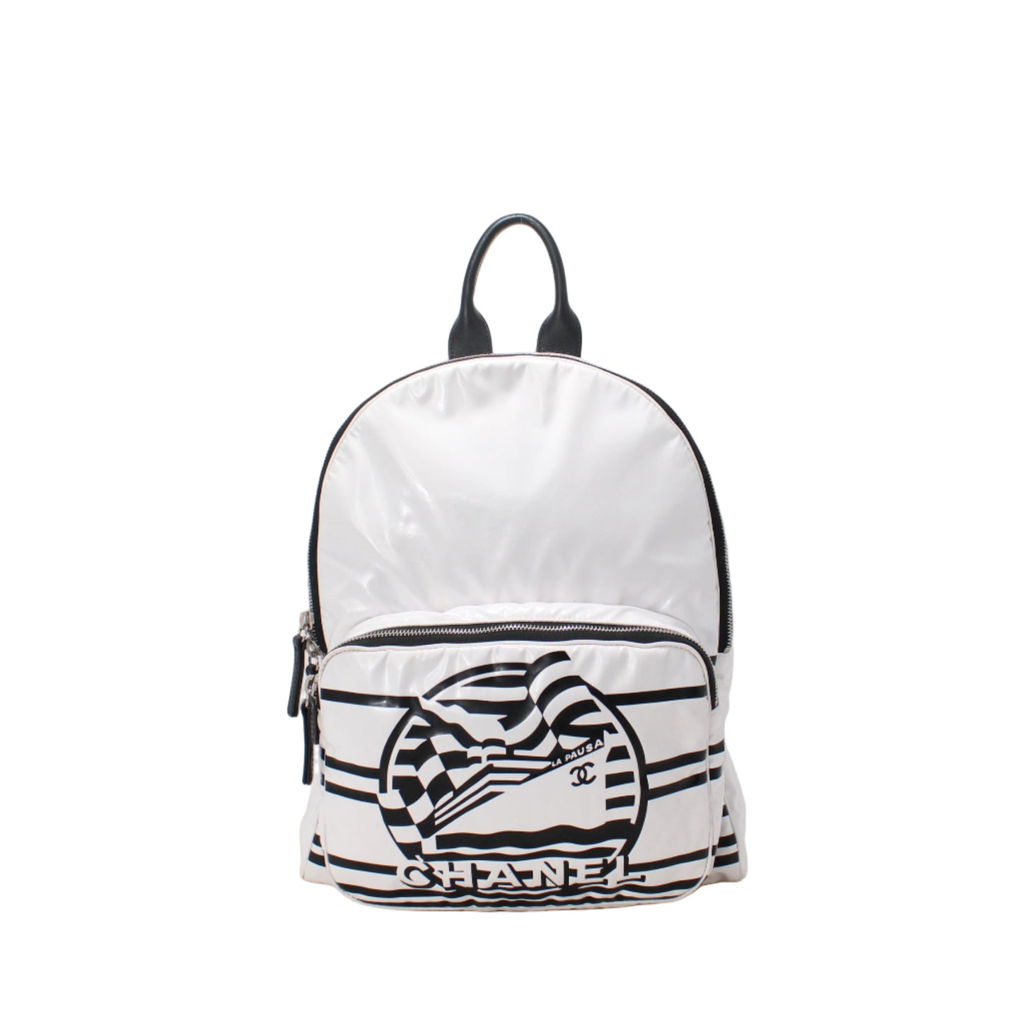 Chanel White Vinyl La Pausa Backpack Bag