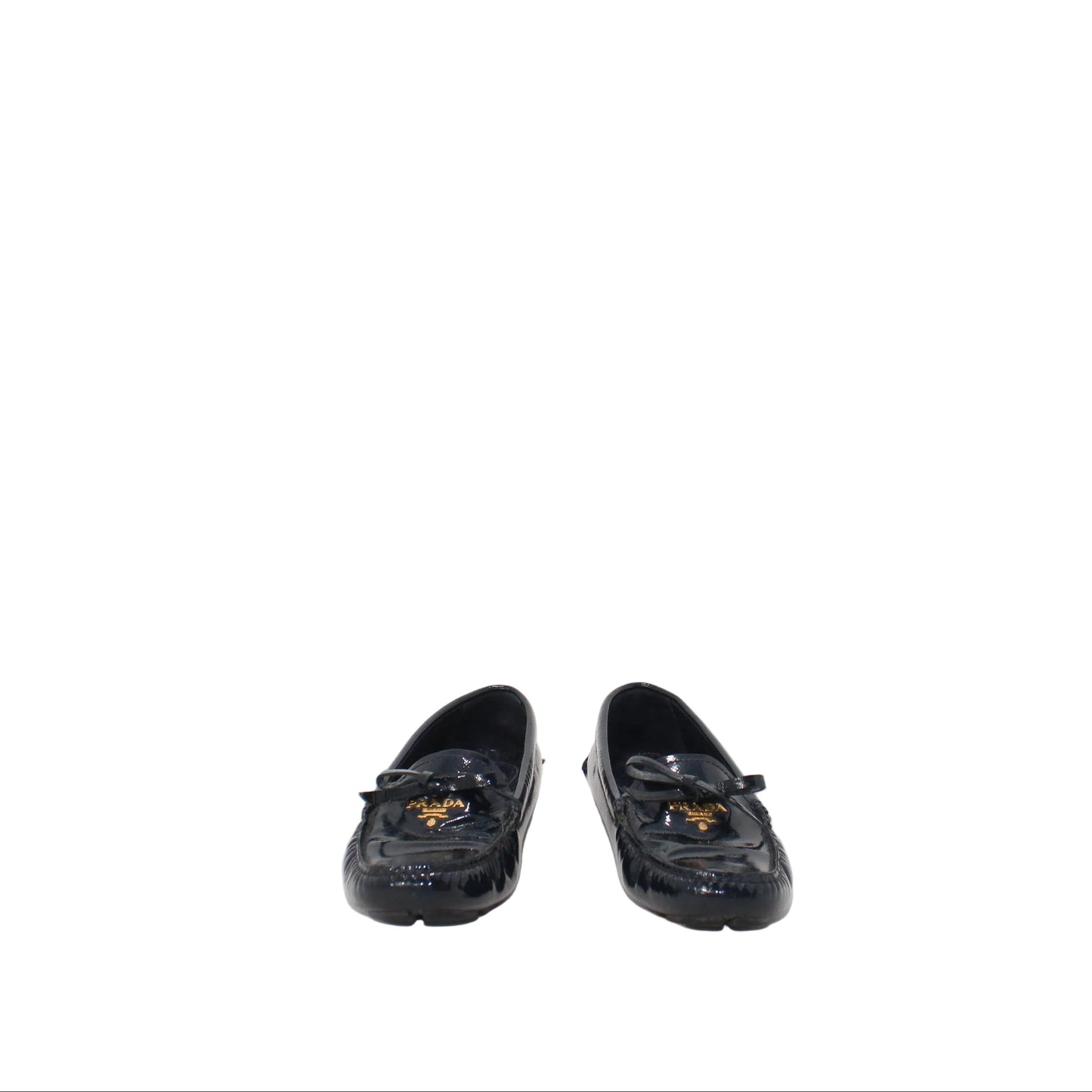 Prada Patent Leather Bow Accents Loafers 36