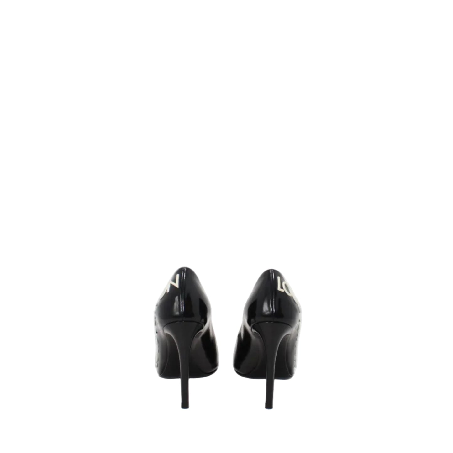 Louis Vuitton Black Heels with white logo	 36