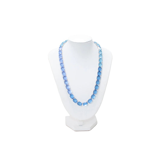 Milena Necklace Octagon Cut Gradiente Blue Rhodium