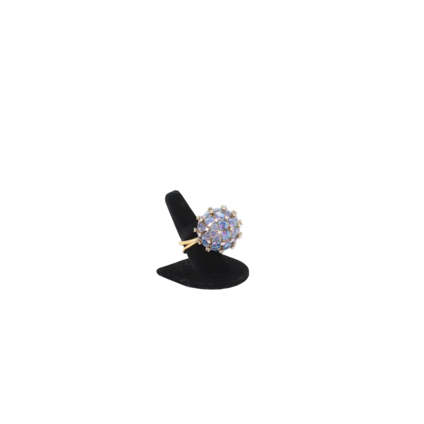 curiosa Cocktail Ring Triangle cut Blue,Gold-tone Plated 7,5