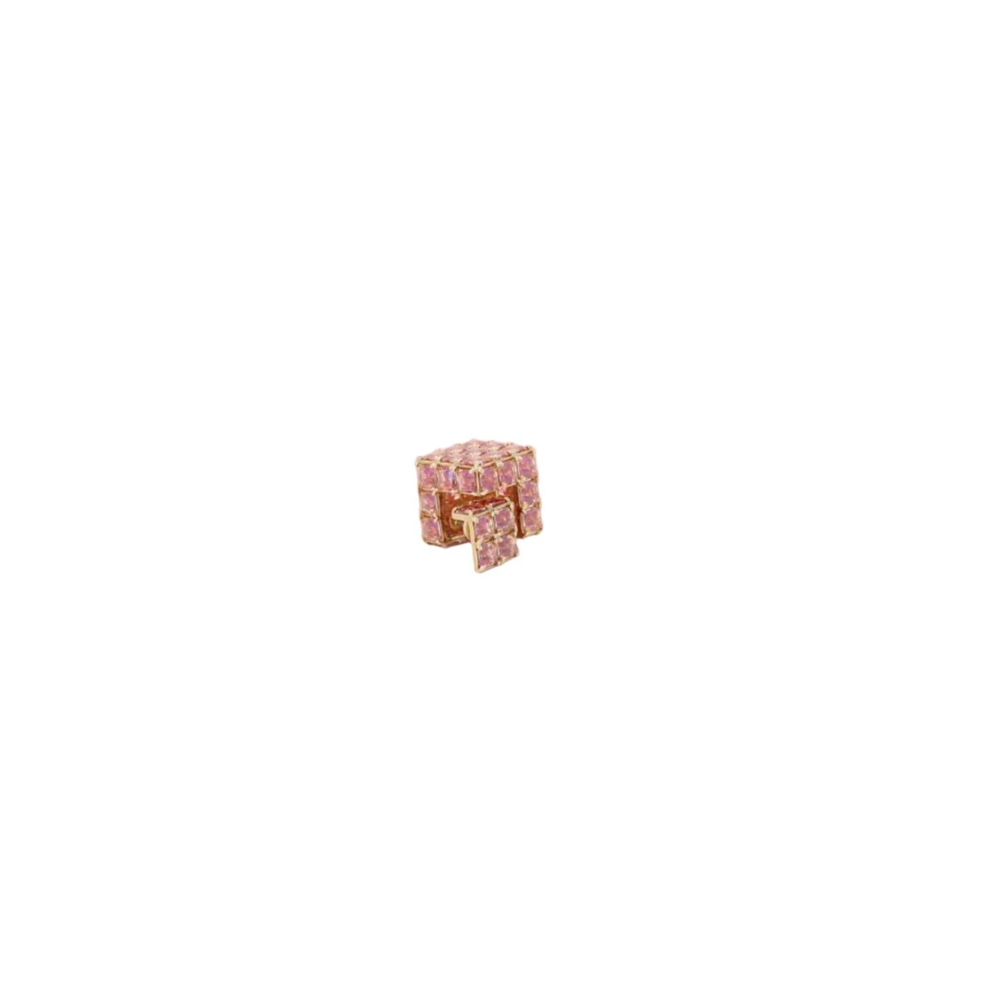 Curiosa Stud Earring Square , Orange Gold Tone Plated              