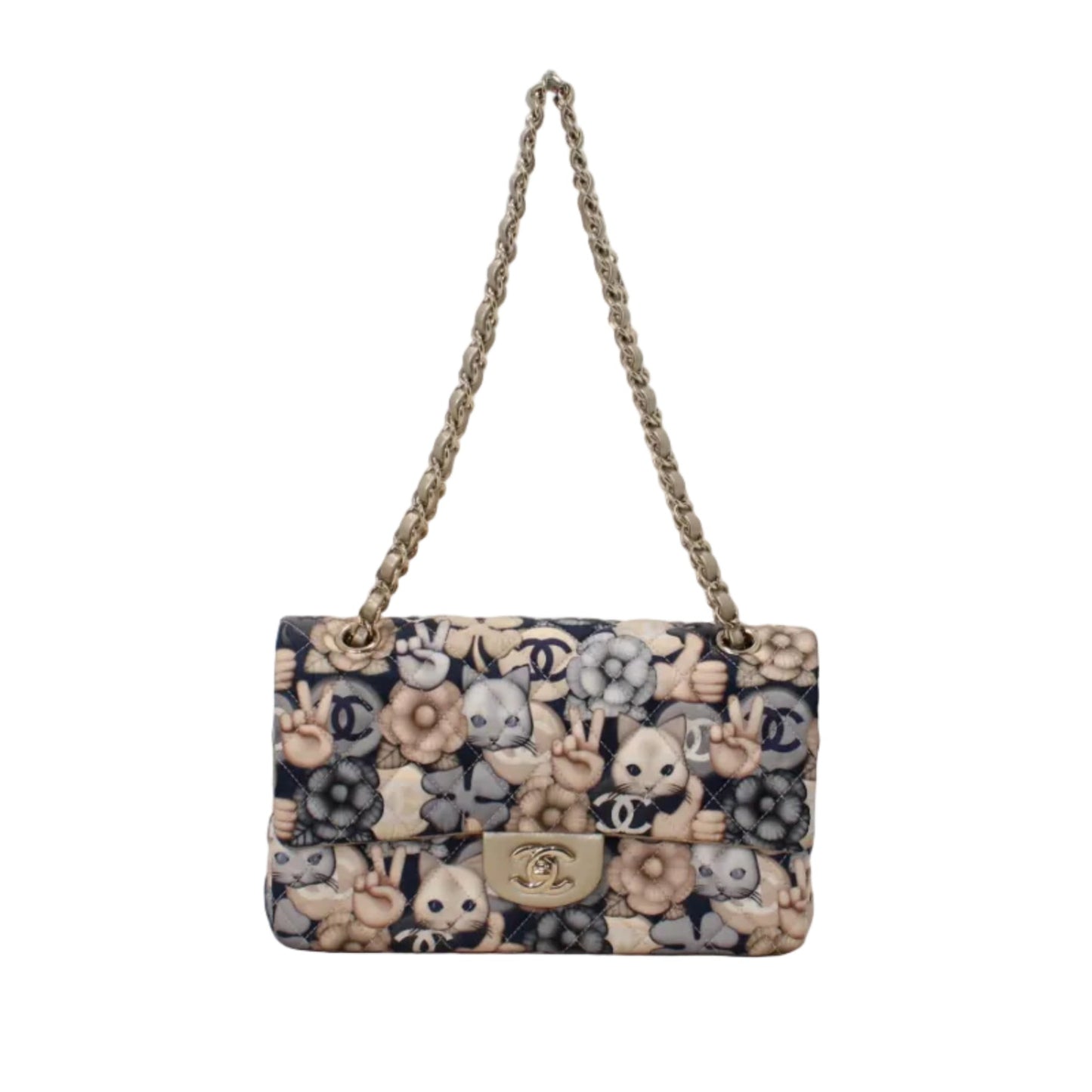 Chanel Classic flap bag Cat/peace Emoticon