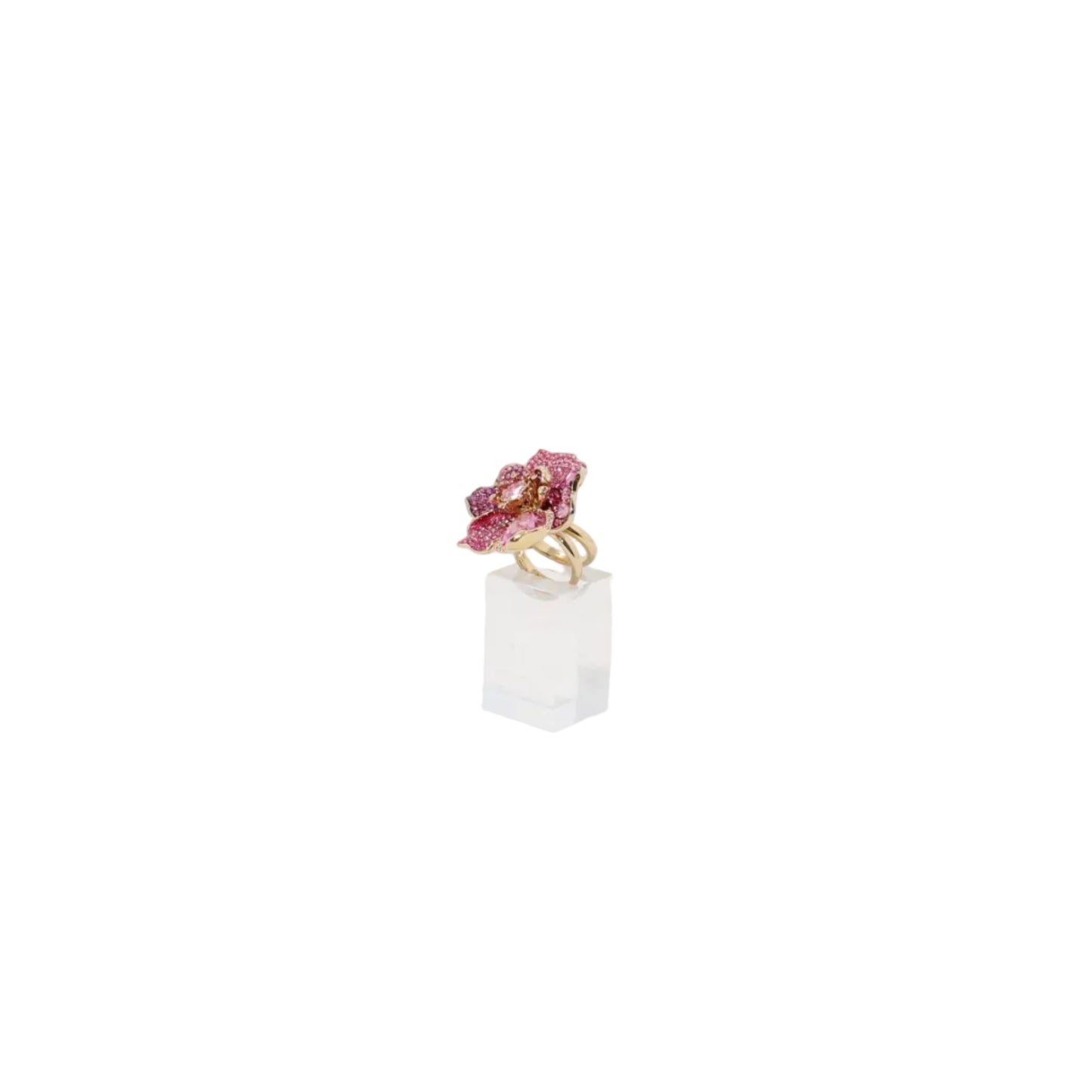 Idylia Cocktail ring Pave Flower pink 