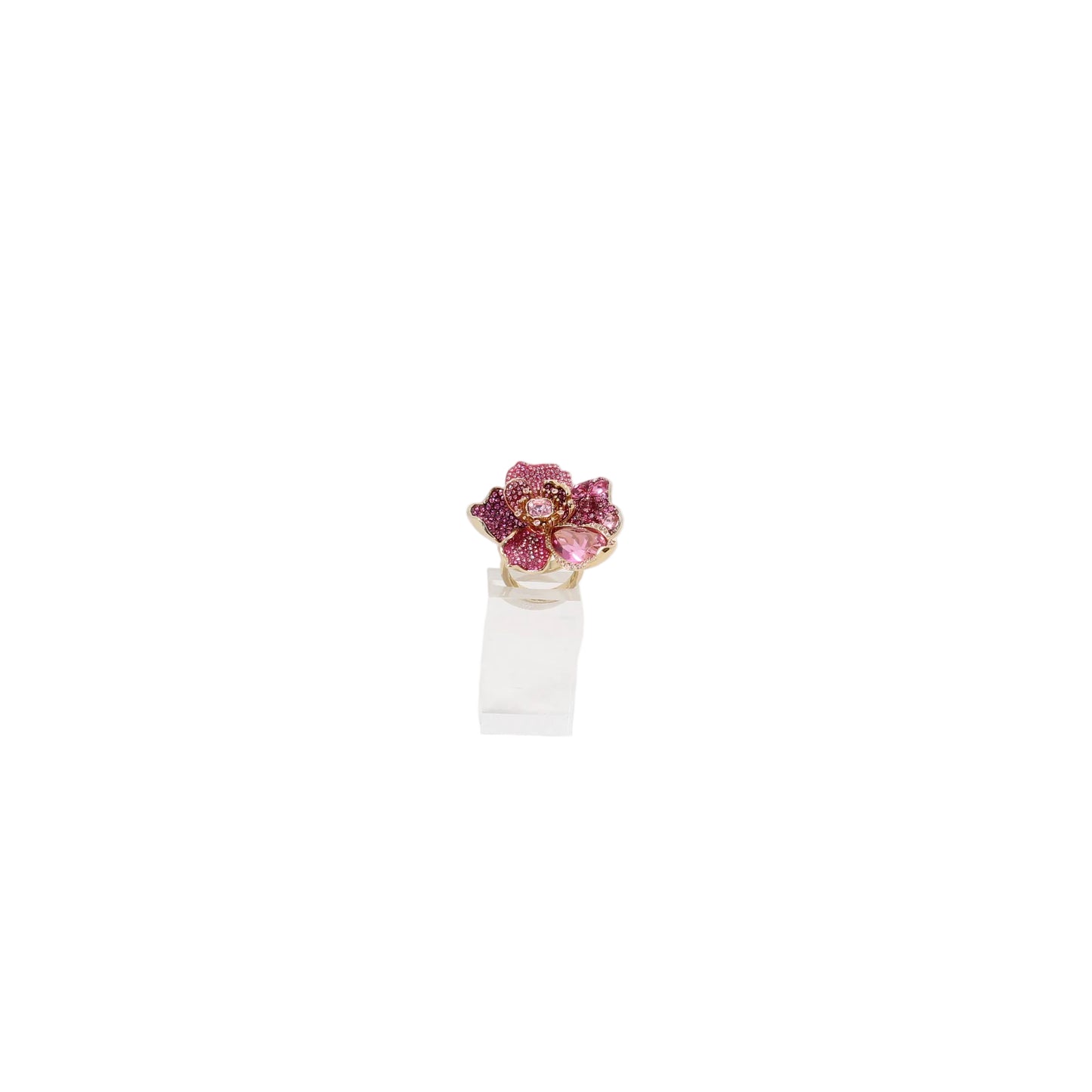 Idylia Cocktail ring Pave Flower pink 